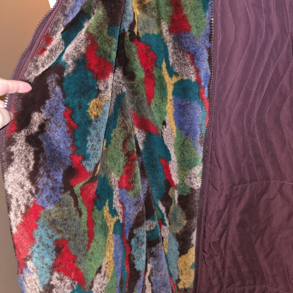 LOGO by Lori Goldstein Reversible Quilted Zip Front Jacket-Burgundy-Medium - Picture 10 of 13